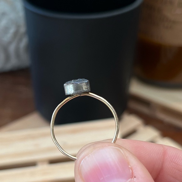 Black + Gold Druzy Triangle Ring - Picture 2 of 4